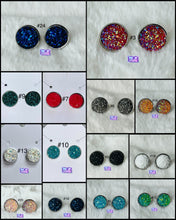 Load image into Gallery viewer, Round Druzy Quartz Stud Pierced Earrings-Assorted Styles