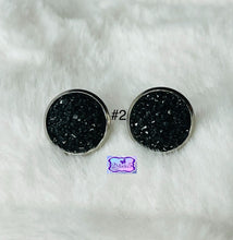 Load image into Gallery viewer, Round Druzy Quartz Stud Pierced Earrings-Assorted Styles