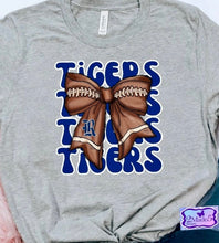 Load image into Gallery viewer, School Mascot Football Bow Shirt-Heritage Generals, Ringgold Tigers, LFO Warriors, Gordon Lee Trojans, Ridgeland Panthers, Lafayette Ramblers