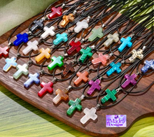 Load image into Gallery viewer, Natural Stone Quartz Cross Pendant Necklace