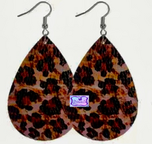 Load image into Gallery viewer, Large Dangle Pierced Faux Leather Earrings-assorted