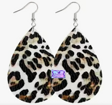Load image into Gallery viewer, Large Dangle Pierced Faux Leather Earrings-assorted