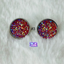 Load image into Gallery viewer, Round Druzy Quartz Stud Pierced Earrings-Assorted Styles