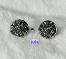 Load image into Gallery viewer, Round Druzy Quartz Stud Pierced Earrings-Assorted Styles