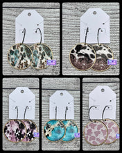 Load image into Gallery viewer, Leopard Wood Dangle Earrings