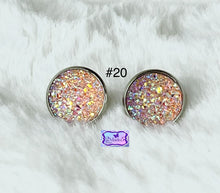 Load image into Gallery viewer, Round Druzy Quartz Stud Pierced Earrings-Assorted Styles