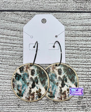 Load image into Gallery viewer, Leopard Wood Dangle Earrings