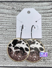 Load image into Gallery viewer, Leopard Wood Dangle Earrings