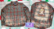 Load image into Gallery viewer, Always Be A Cindy Lou In A World Full Of Grinches Gray/Green/Red Plaid Bleached Flannel Shirt Size XL