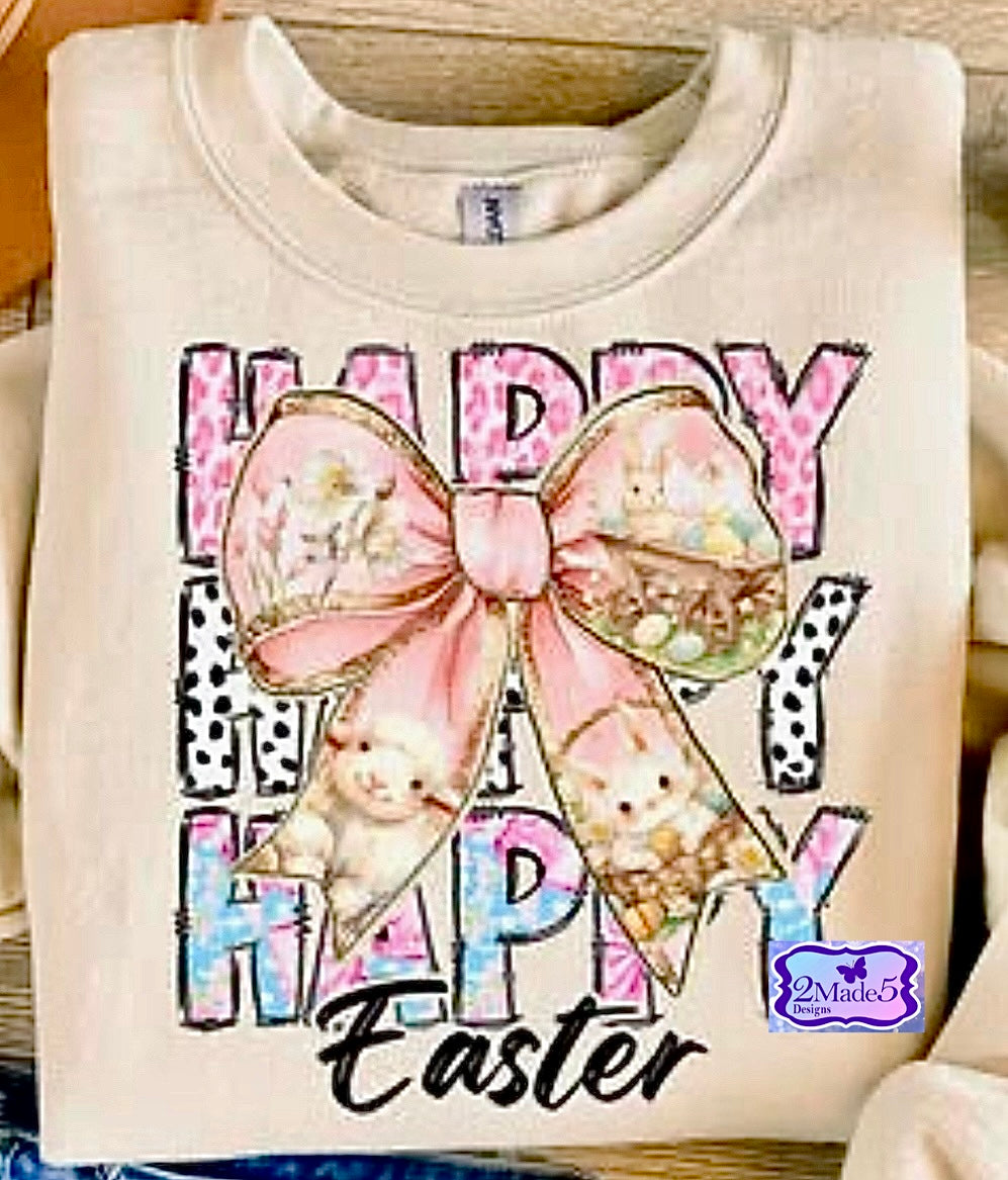 Happy Happy Happy Easter Bow Shirt