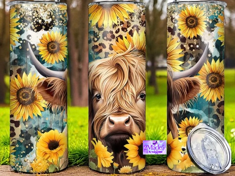Cow Sunflowers 20oz Tumbler