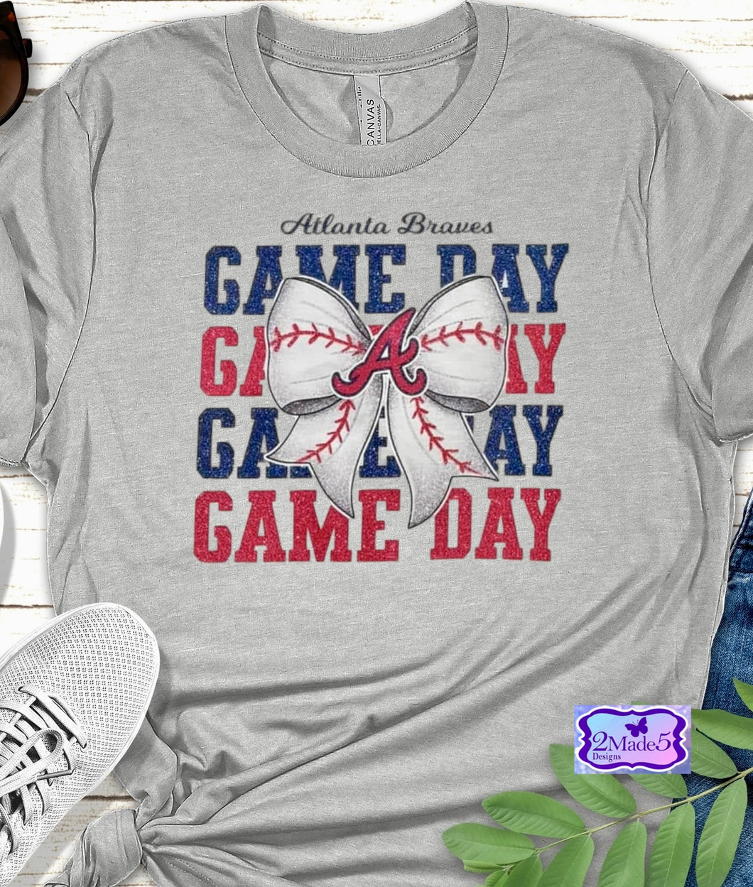 Braves Gameday Baseball Bow Shirt