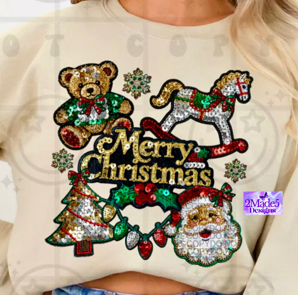 Merry Christmas faux sequins Shirt