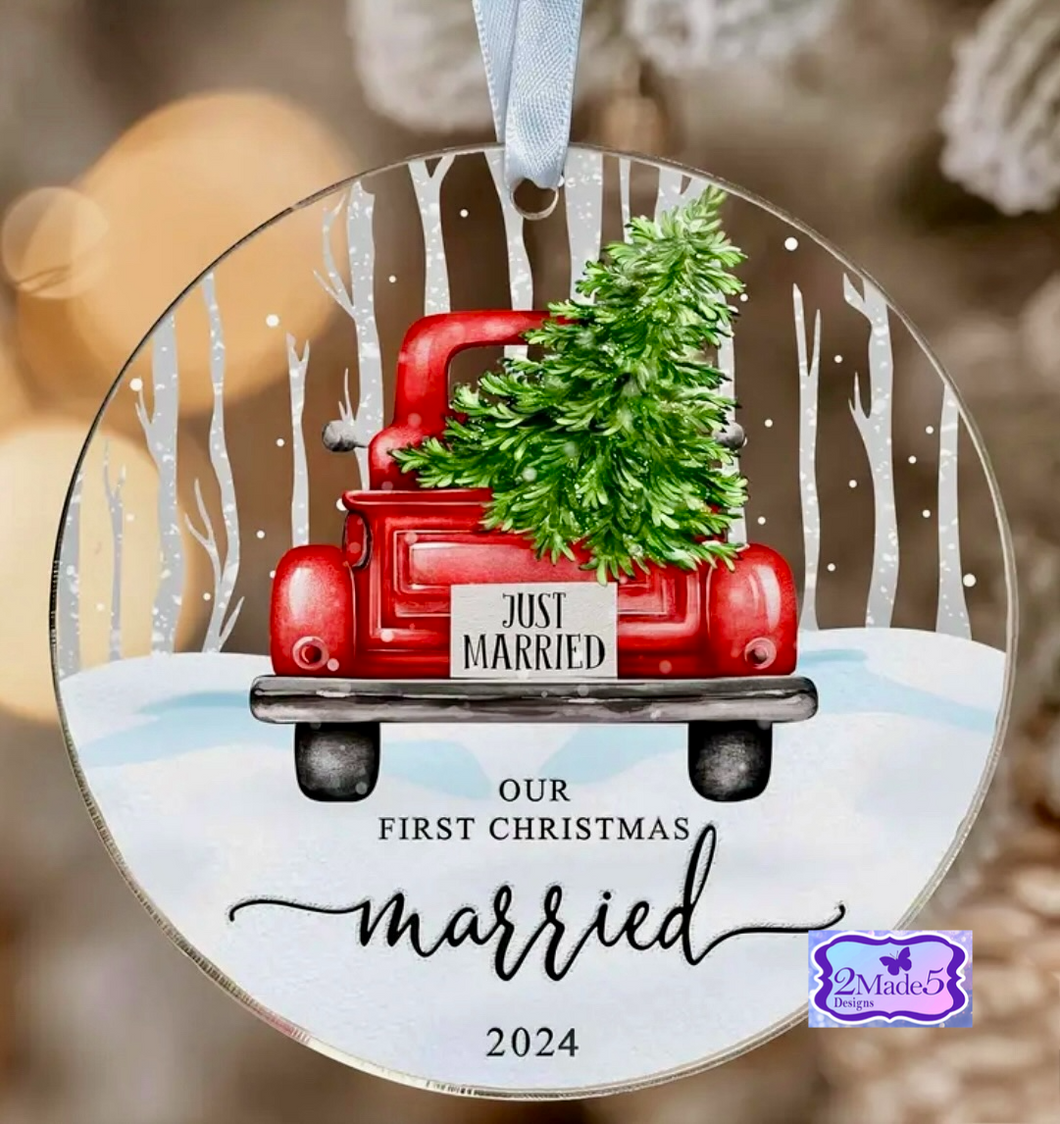 Our First Christmas Married 2024 Truck Ornament