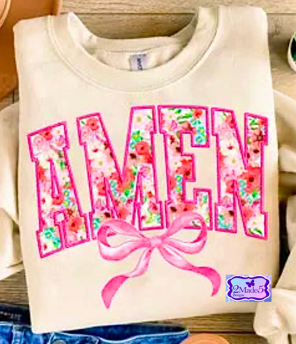 Amen Floral Pink Bow Shirt