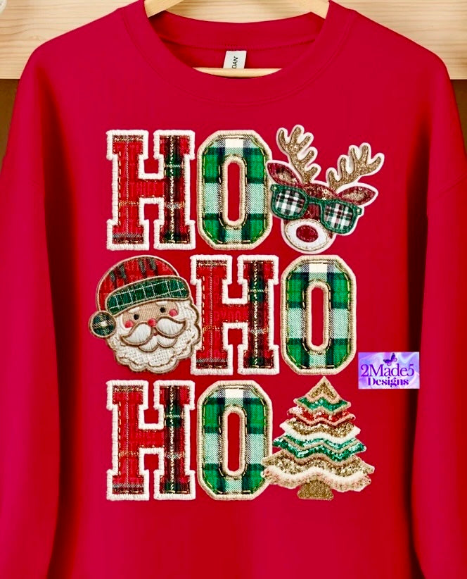 Ho Ho Ho faux embroidery Shirt