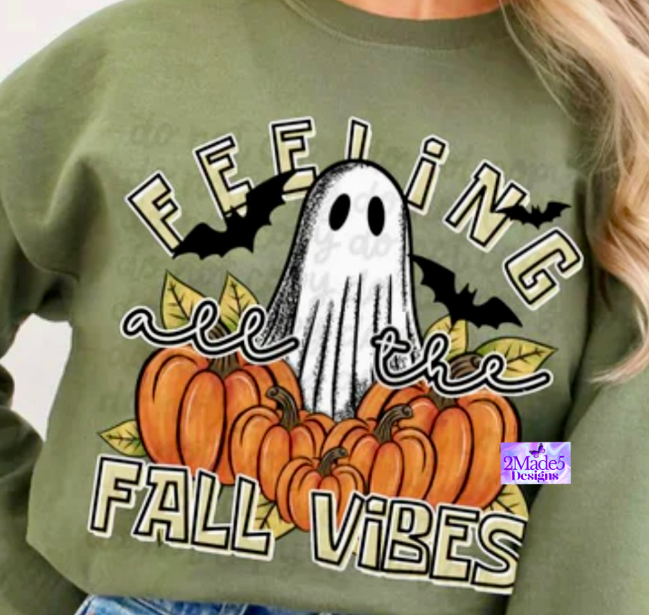 Feeling All The Fall Vibes Ghost Pumpkins Shirt