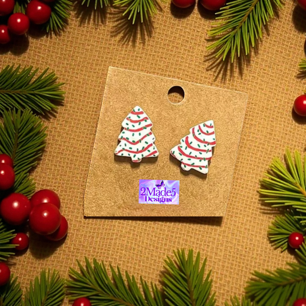 Christmas Tree Cake Acrylic Stud Earrings