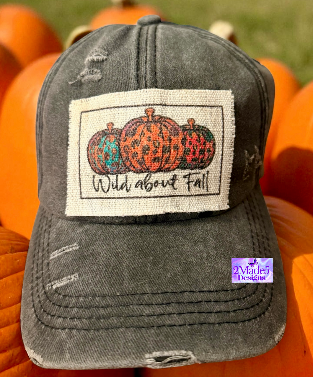 Wild About Fall Leopard Distressed Criss Cross Ponytail Hat