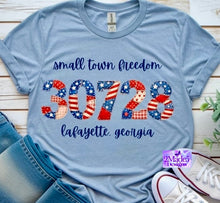 Load image into Gallery viewer, Small Town Freedom Zip Code Shirt
