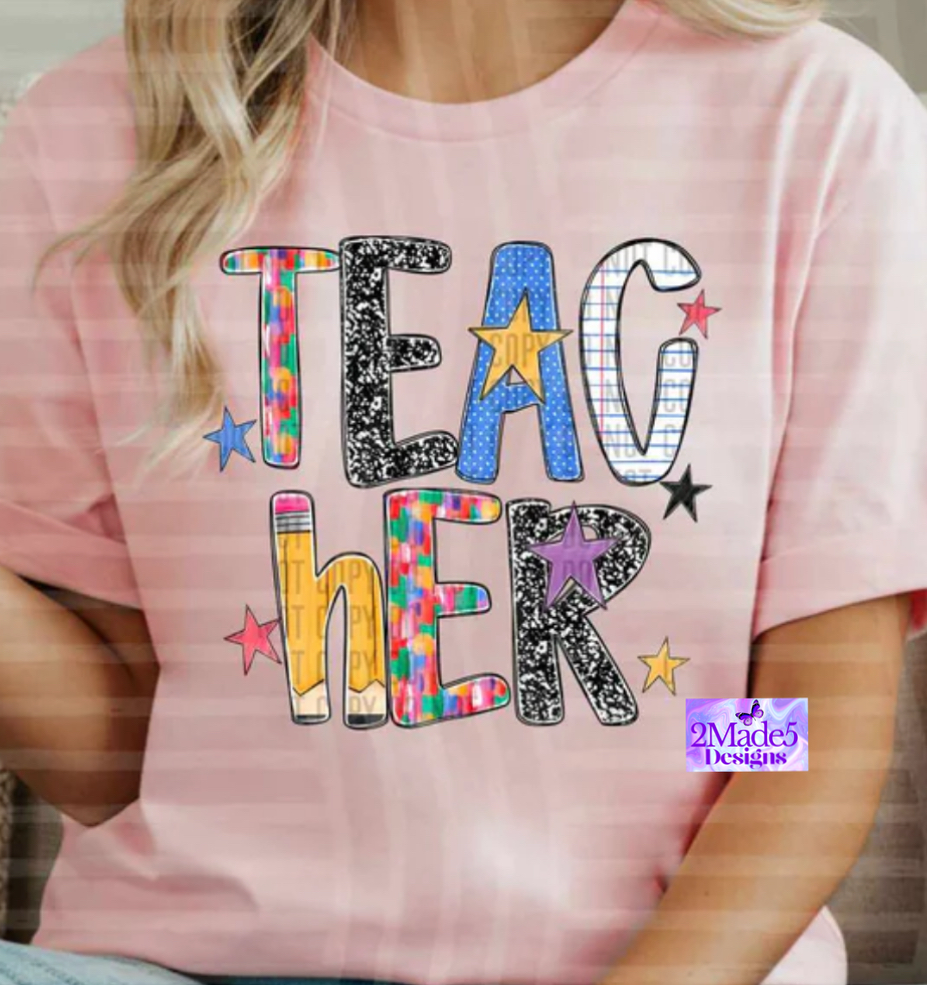 Teacher, Homeschool & Grade Level School Font Shirts