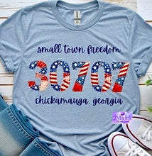 Load image into Gallery viewer, Small Town Freedom Zip Code Shirt
