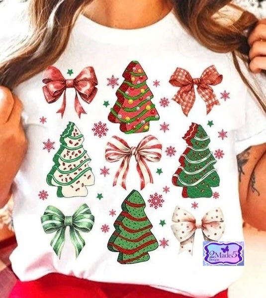 Christmas Tree Cake Coquette Bows Shirt