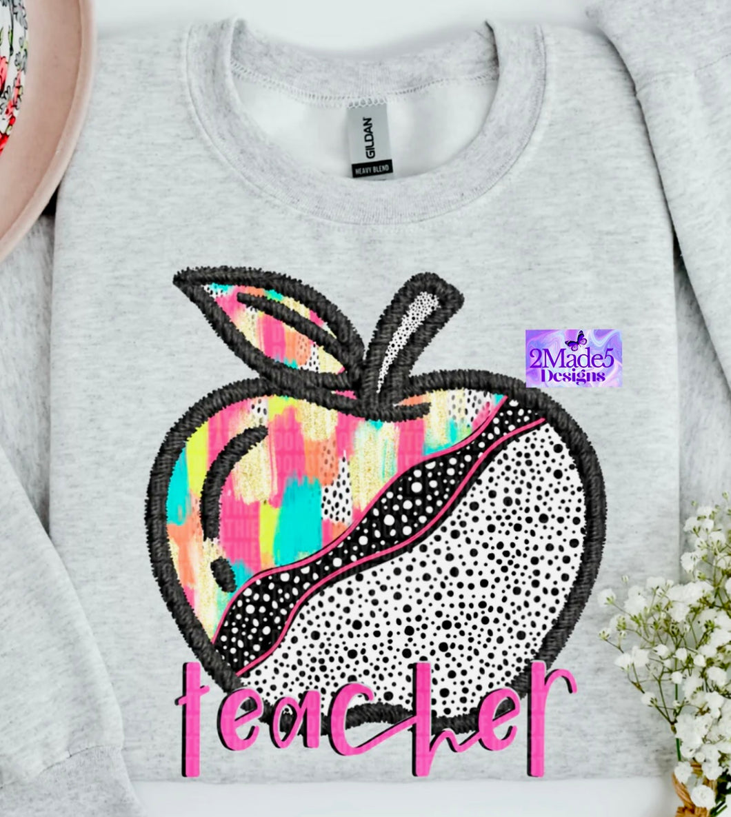 Teacher Apple Watercolor Dots Shirt