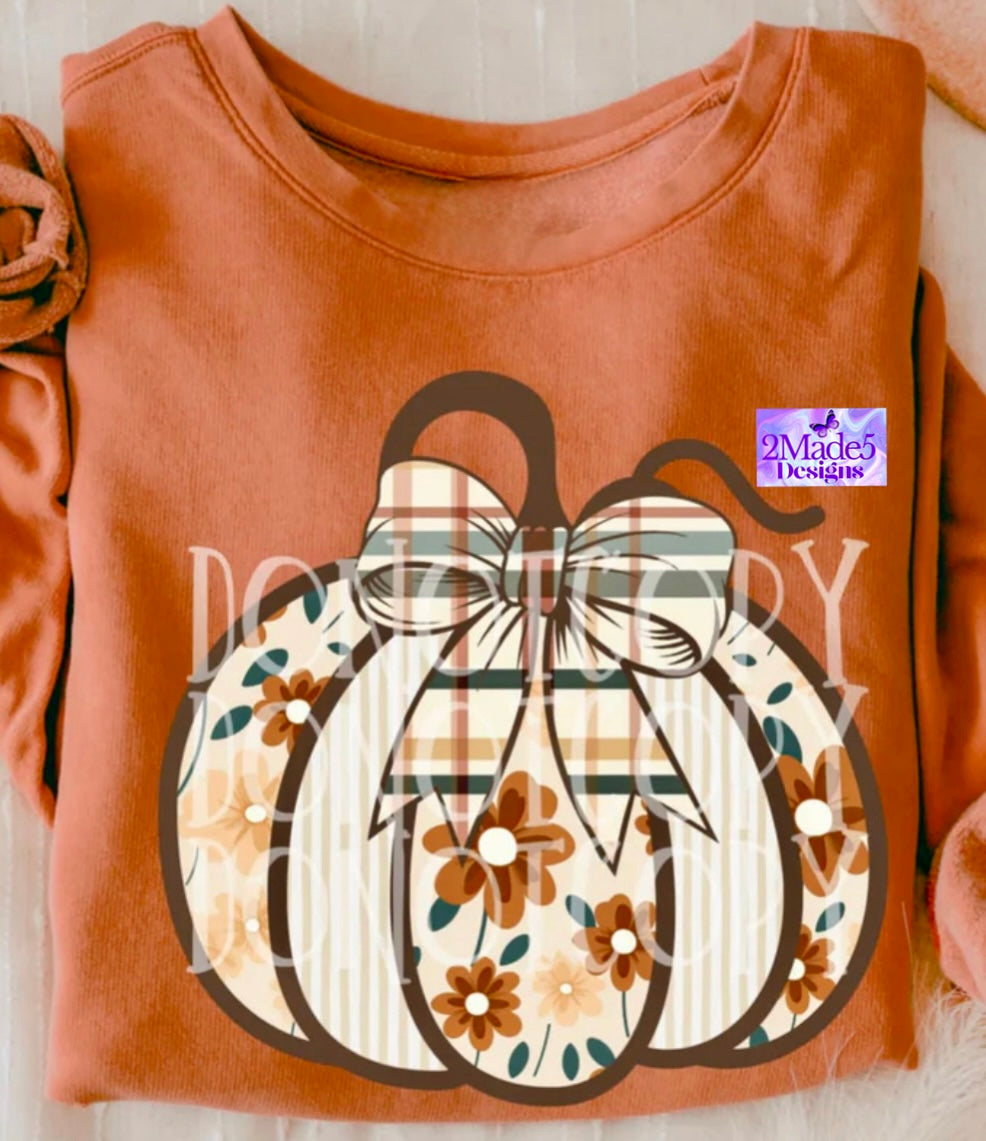 Floral Stripe Cream Pumpkin Shirt