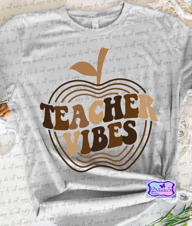 Teacher Vibes Apple Muted Colors Shirt