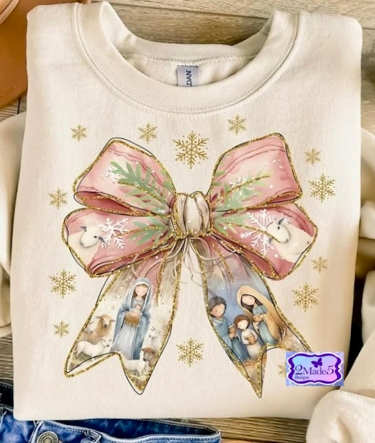 Nativity Scene Coquette Bow Shirt