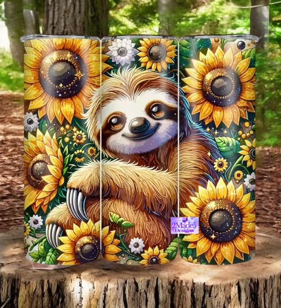 Sloth Sunflowers 20oz Tumbler