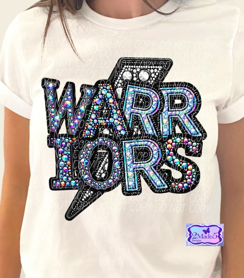 Warriors Rhinestone Lightning Bolt Shirt