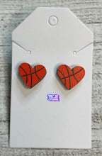 Load image into Gallery viewer, Heart Sports Stud Wood Earrings
