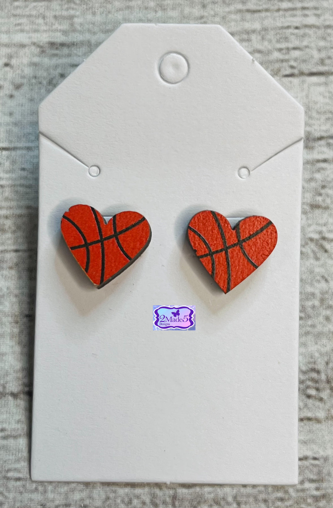 Heart Sports Stud Wood Earrings