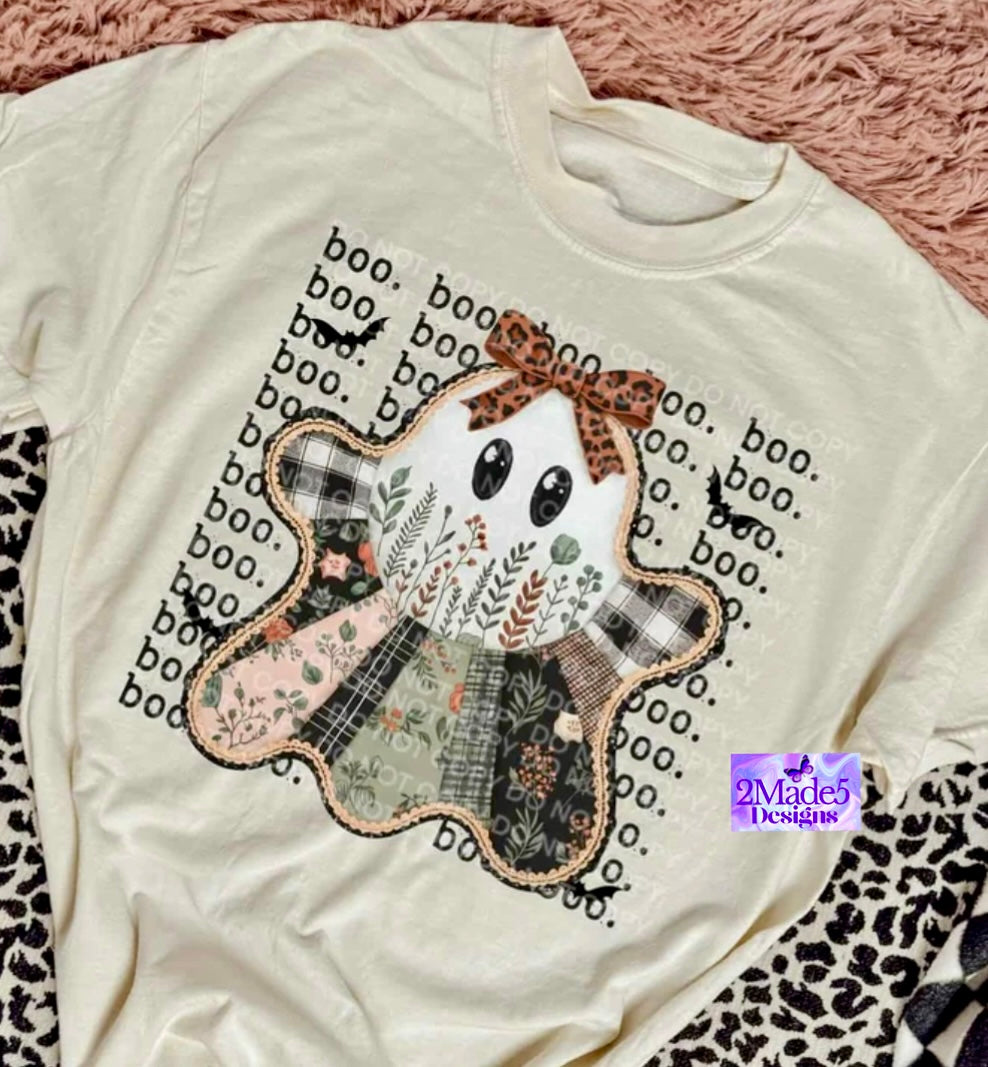 Boo Patchwork Ghost Shirt