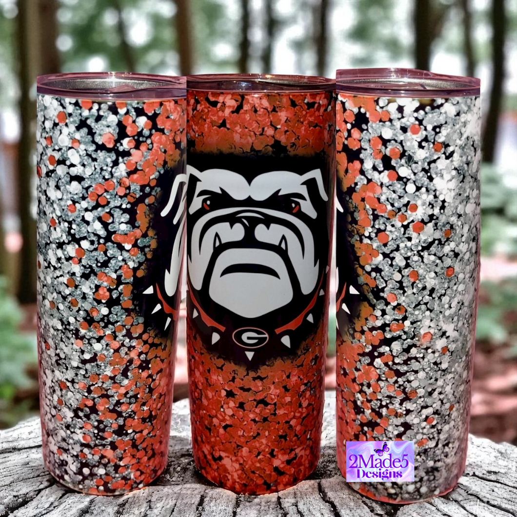 Georgia Bulldog faux glitter 20oz Tumbler