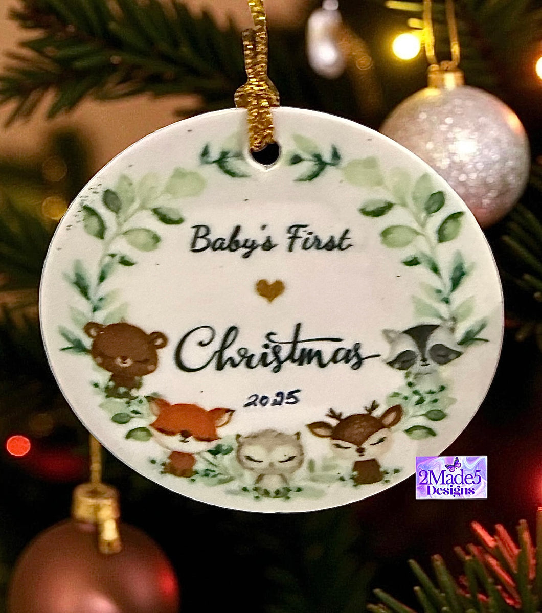 Baby’s First Christmas 2025 Baby Animals Ornament