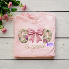 Load image into Gallery viewer, God Is Good Bow faux embroidered Shirt
