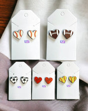 Load image into Gallery viewer, Heart Sports Stud Wood Earrings
