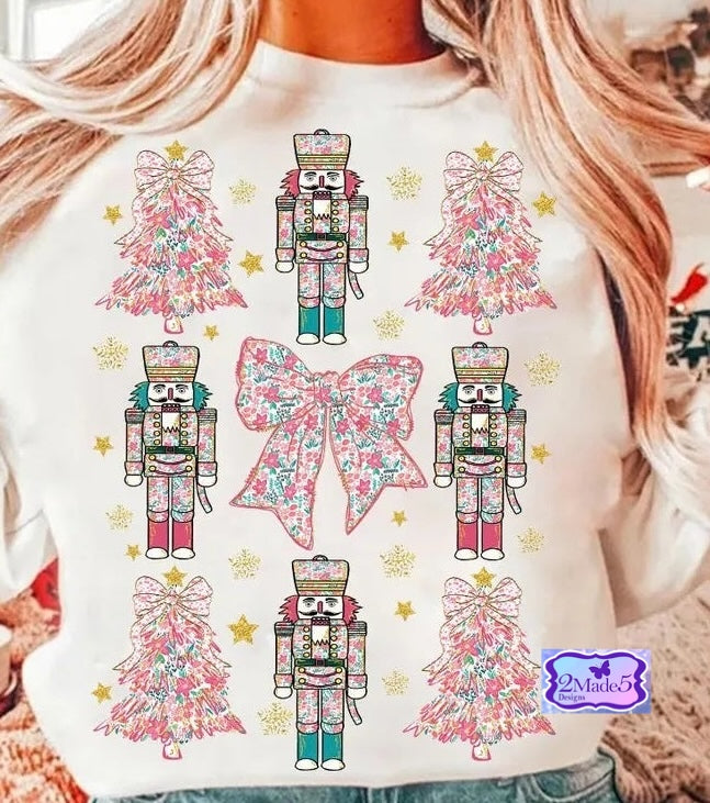 Pink & Blue Coquette Bows Trees Nutcrackers Shirt