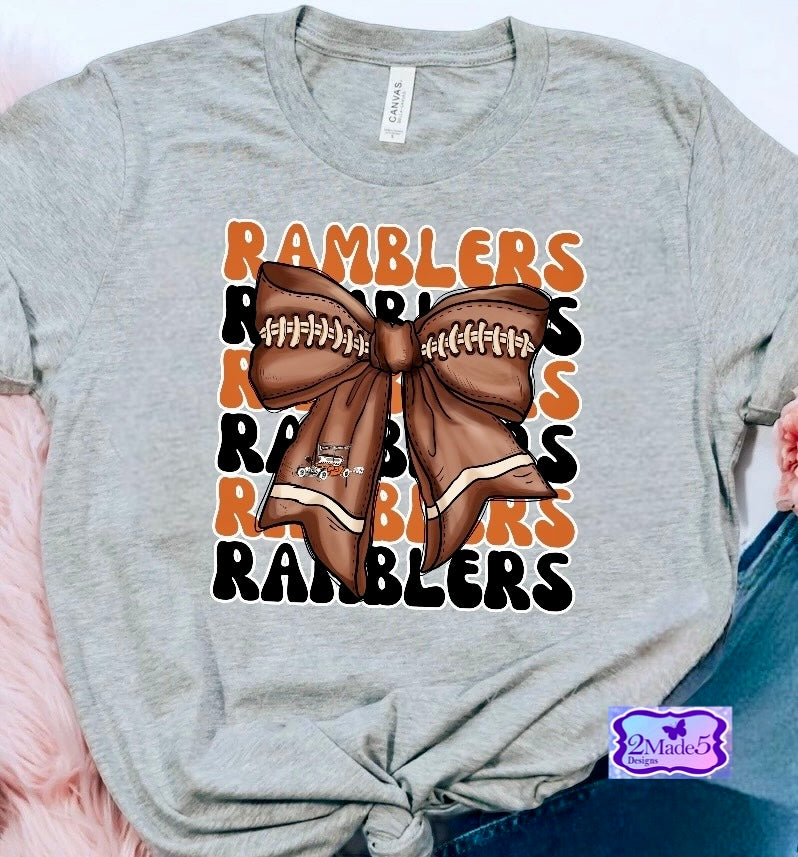 Lafayette Ramblers Exclusive Mascot Football Bow Shirt