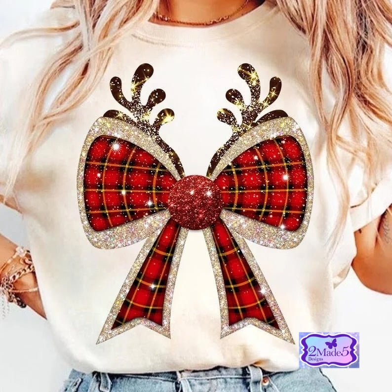 Plaid Coquette Bow Deer Shirt