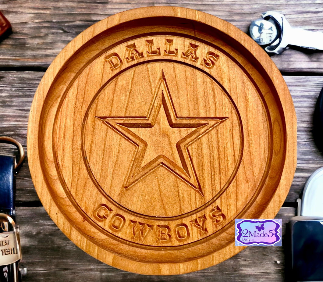 Dallas Cowboys Circle Solid Wood Valet Catch-All Tray