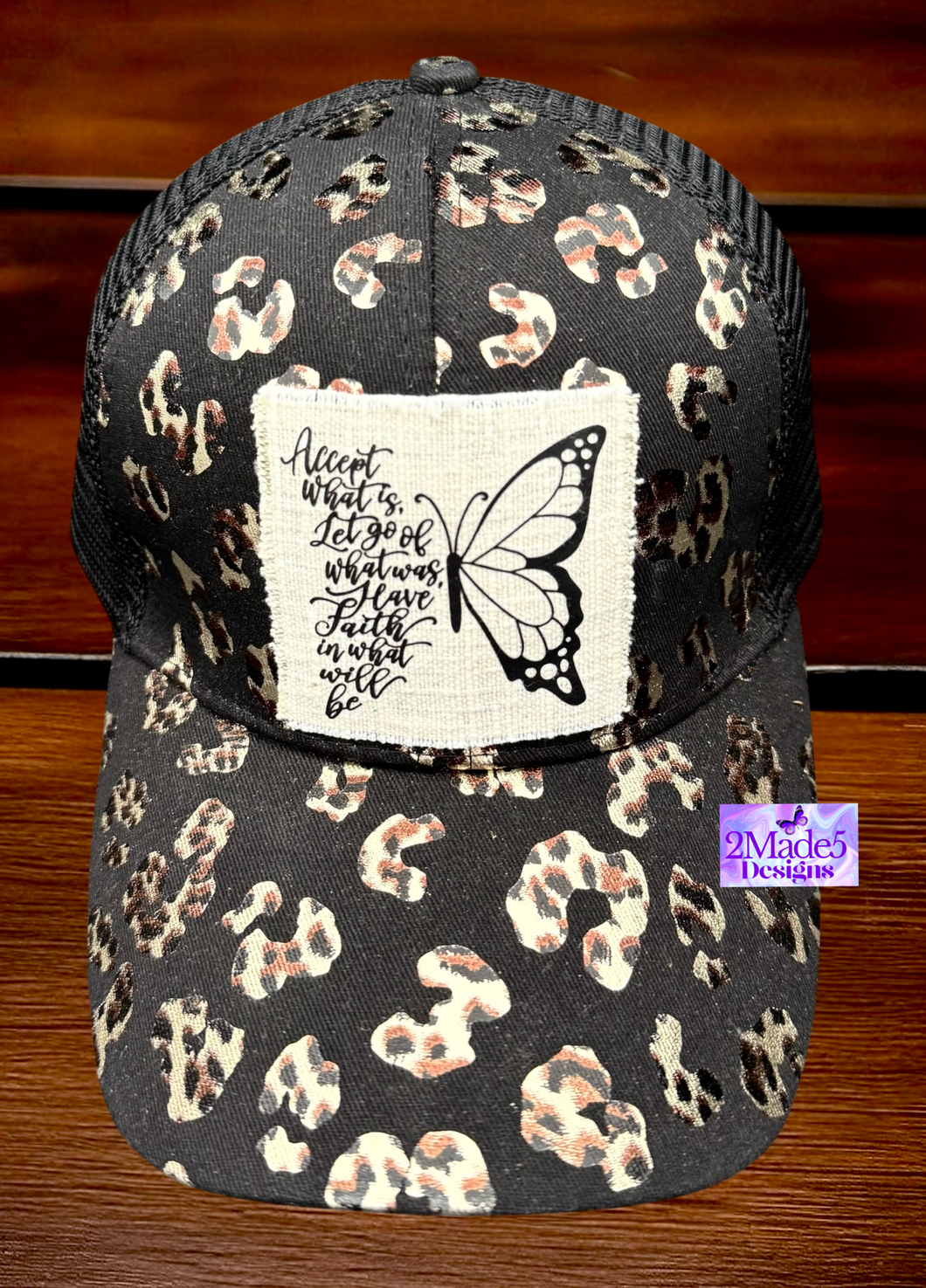Accept What is Butterfly Distressed Criss Cross Ponytail Hat