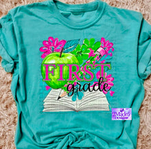 Load image into Gallery viewer, Apple Floral Grade Level Shirt (in adult &amp; youth sizes)
