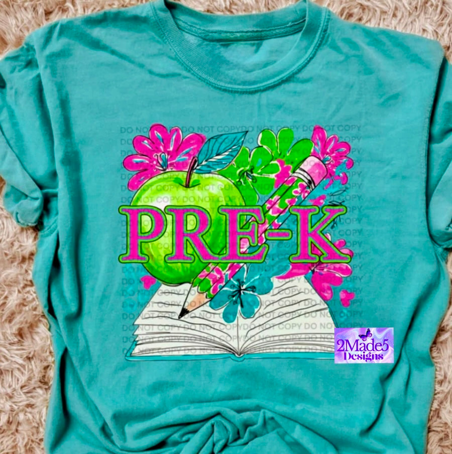 Apple Floral Grade Level Shirt (in adult & youth sizes)
