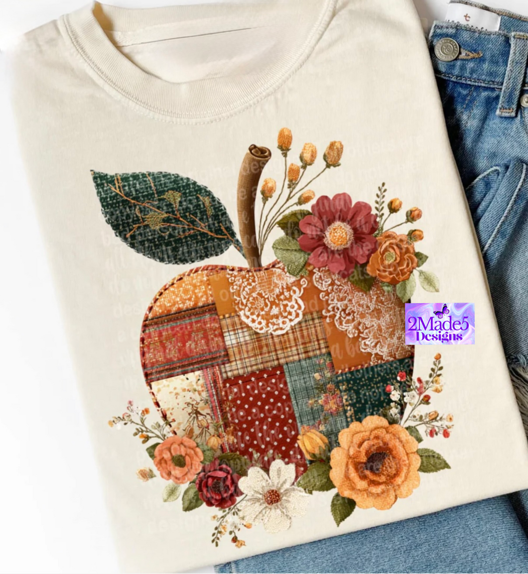 Patchwork faux cloth Apple Shirt