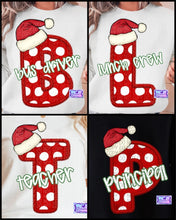 Load image into Gallery viewer, Santa Hat School Principal, Teacher, Bus Driver, Lunch Crew Shirt
