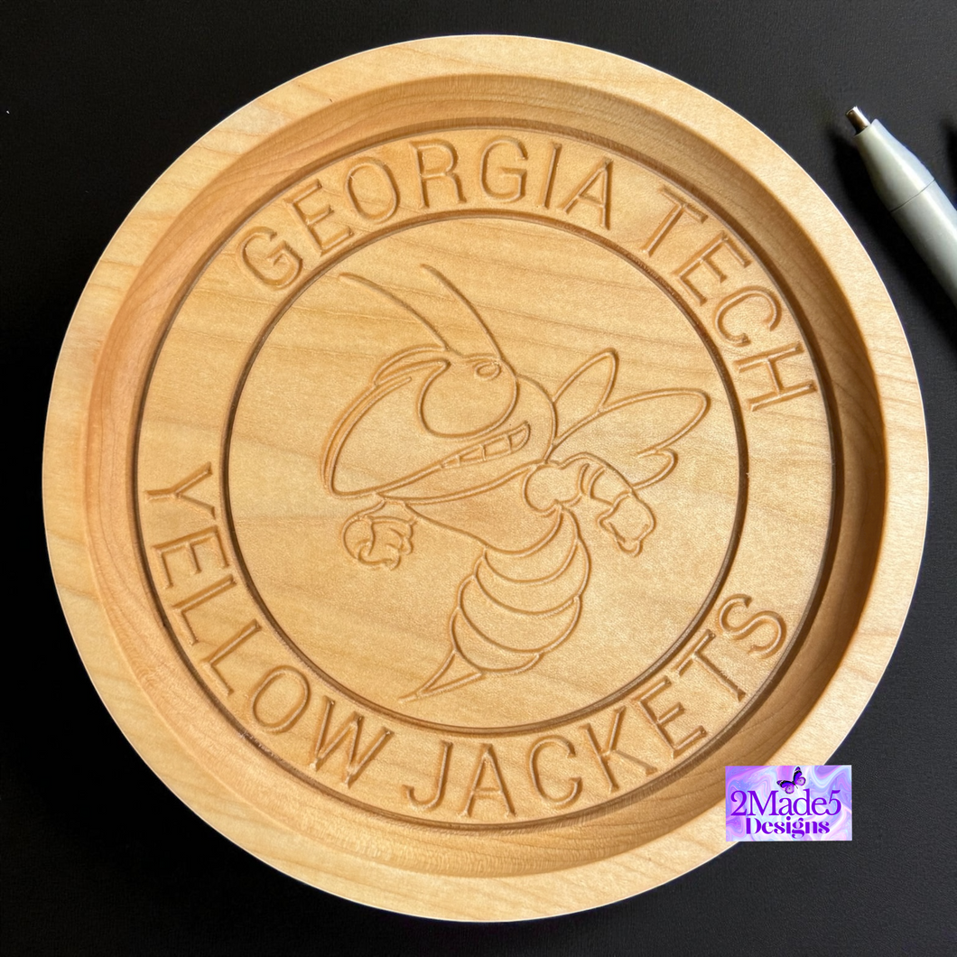 Georgia Tech Circle Solid Wood Valet Catch-All Tray